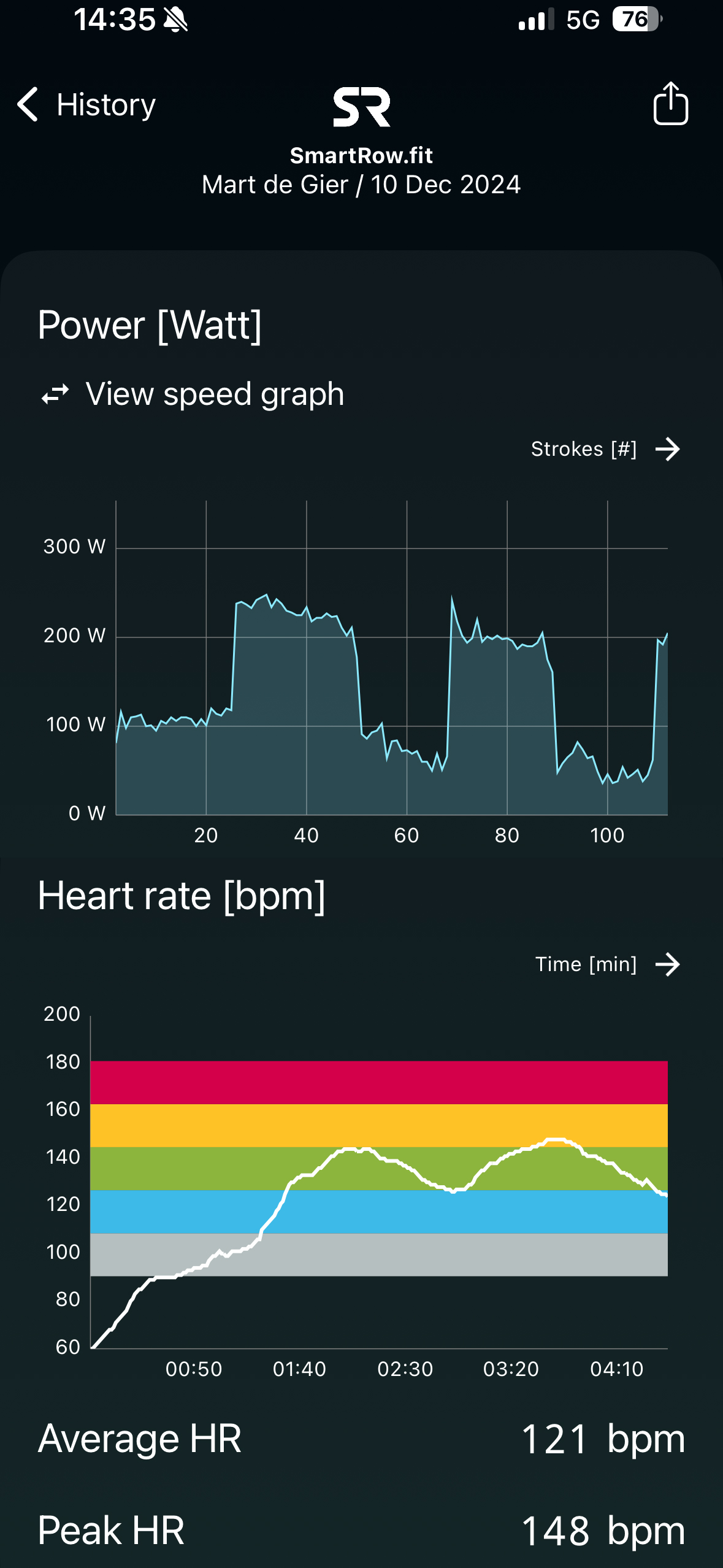 SmartRow app screen 3
