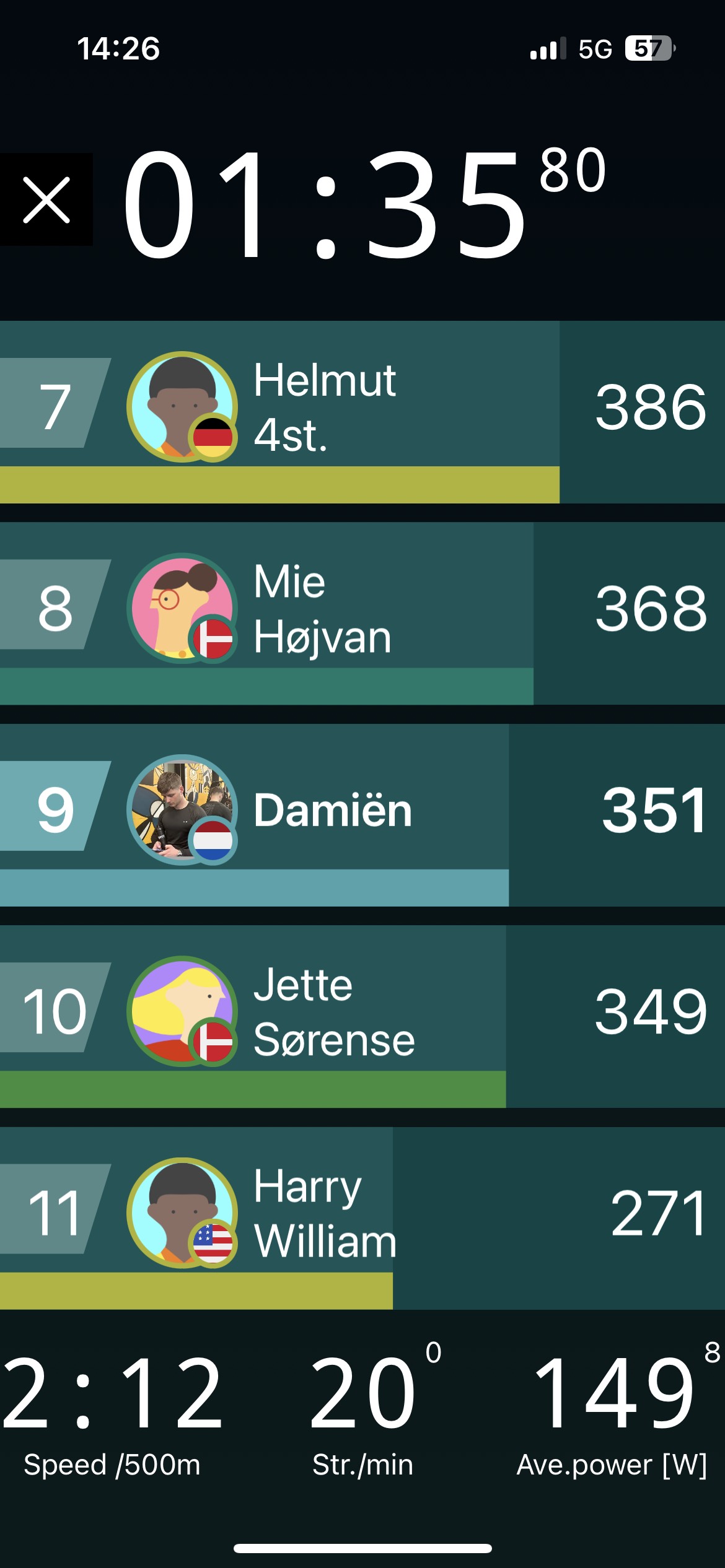 SmartRow app screen 2